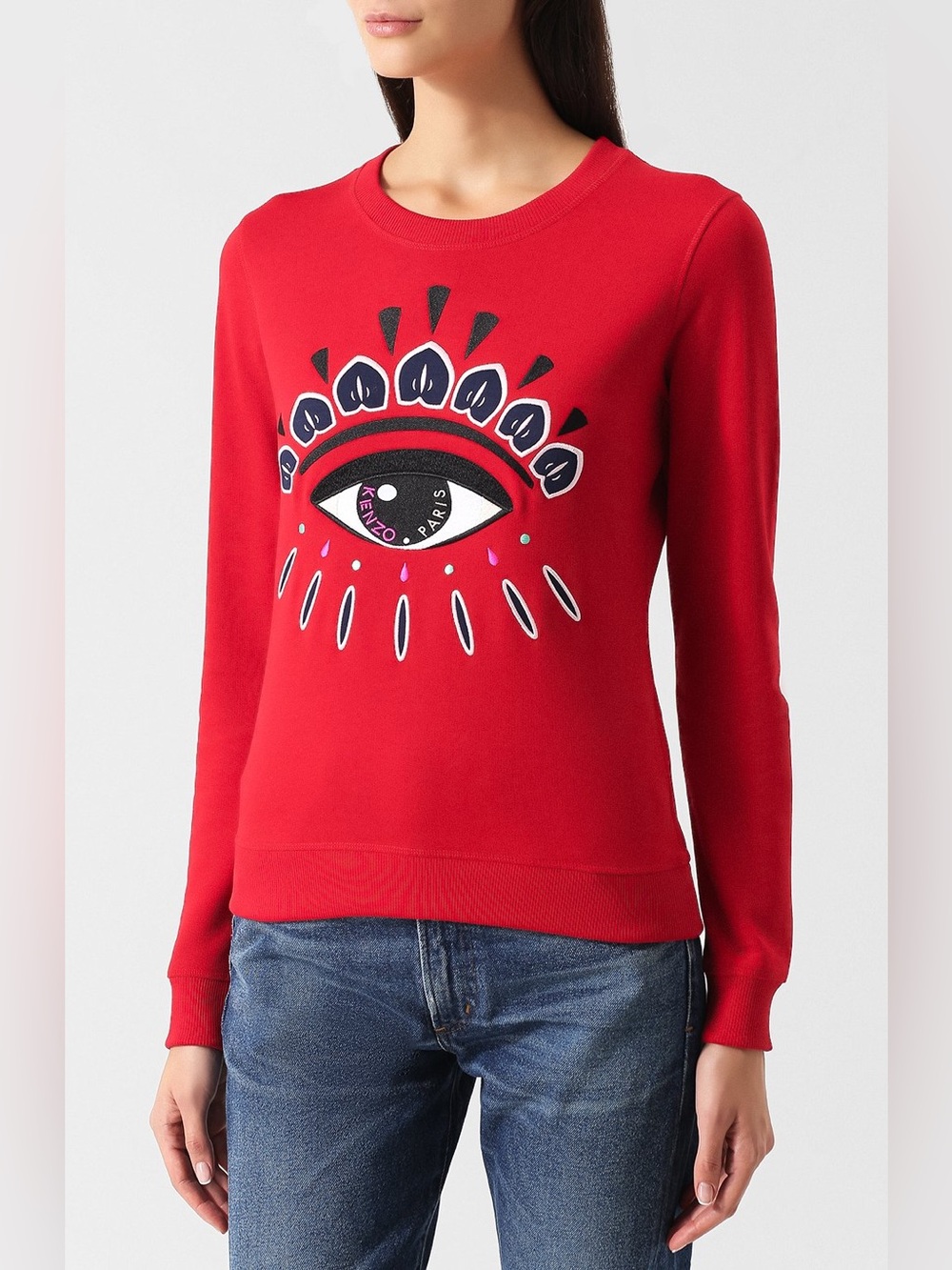 Kenzo Paris Red Eye Crew Neck Sweatshirt Large Pullover Graphic Designer Luxury